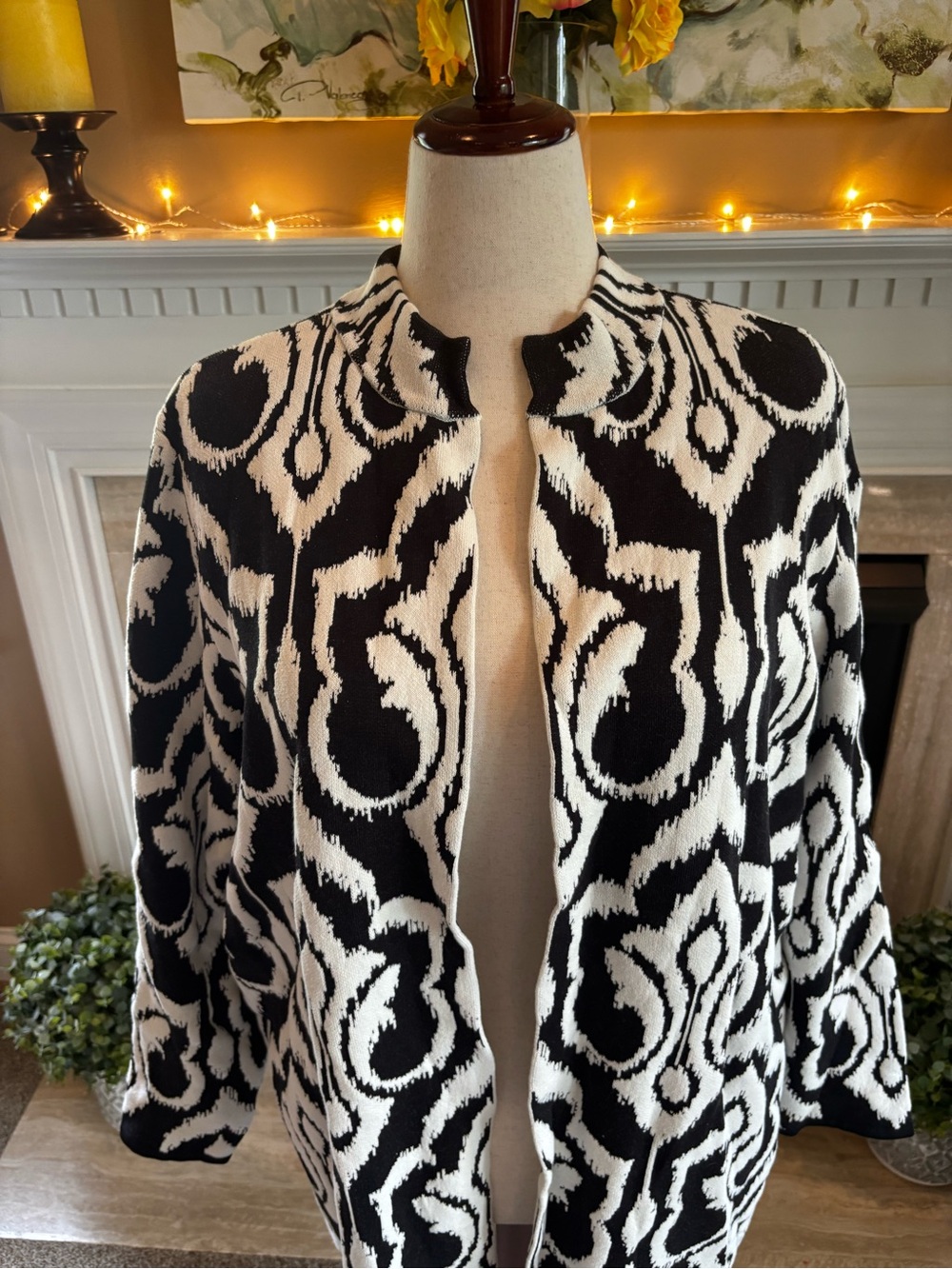 *NEW* Chico’s Contrast Jacquard Cardigan Sweater - Size 2XL - Picture 2 of 7